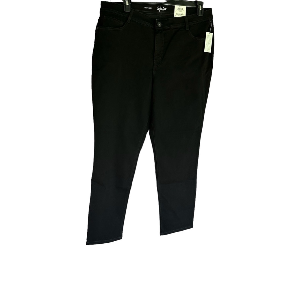 Style &Co Slim Leg High Waisted Women’s Plus Size 18 Black Jeans Tummy C…